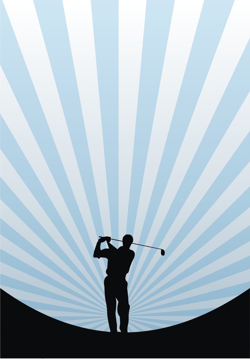 silhouette golf player standing with his clubs in his hands