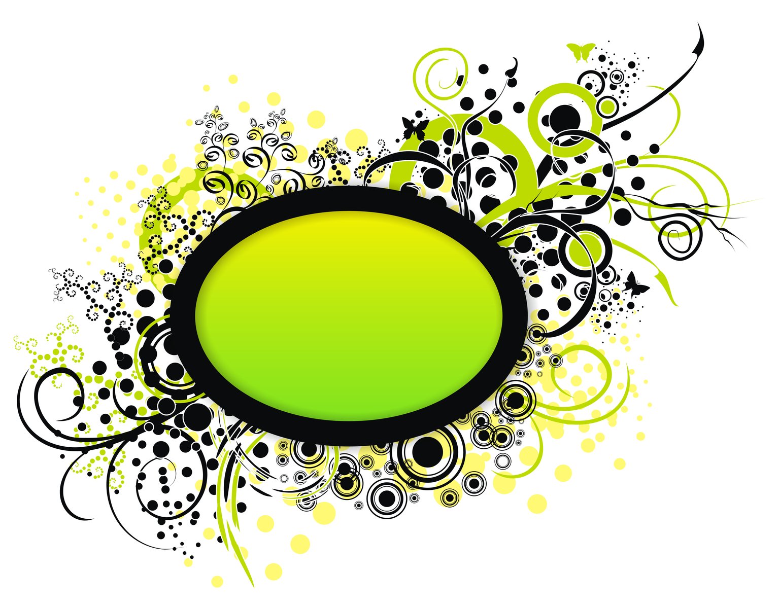 a green circle with black swirls on white background