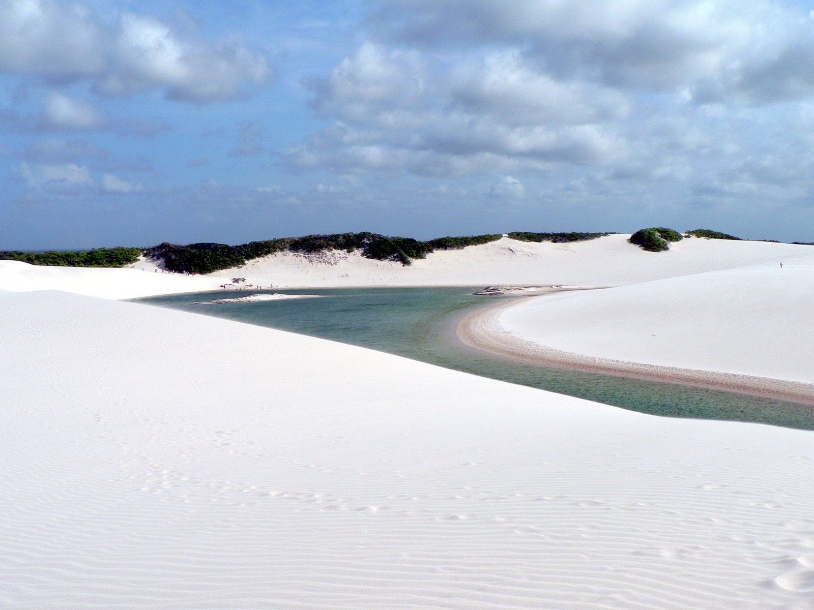 sand dunes and water in a vast expanse