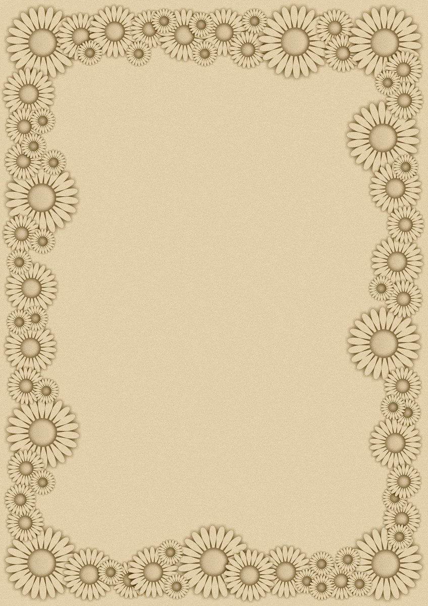 an intricate border with sunflowers on a beige background