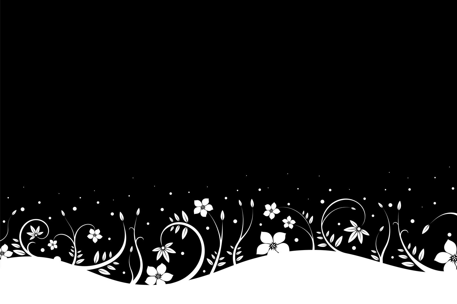 a black and white snowy day background with flower border