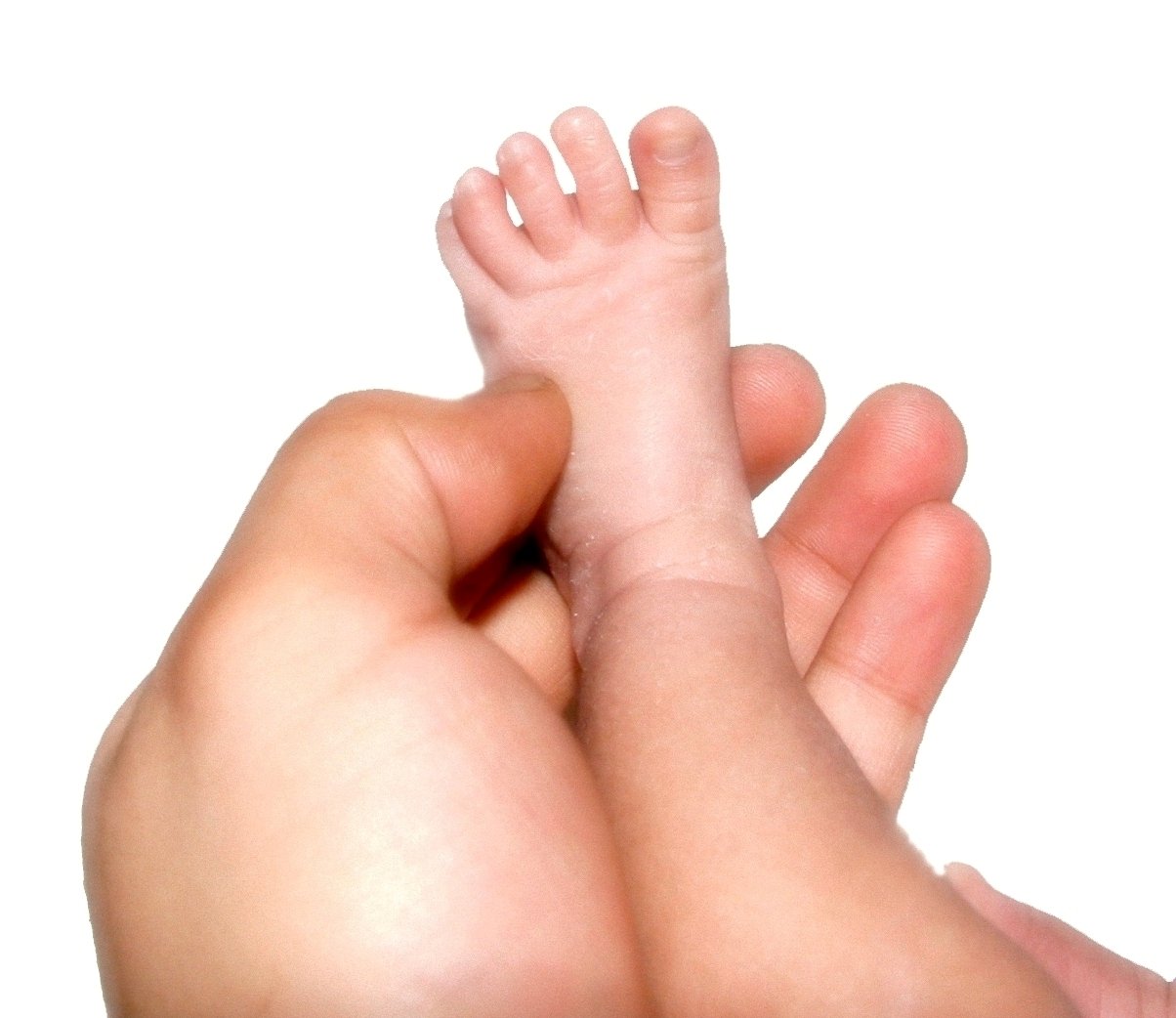 a pair of feet with baby toes in between them