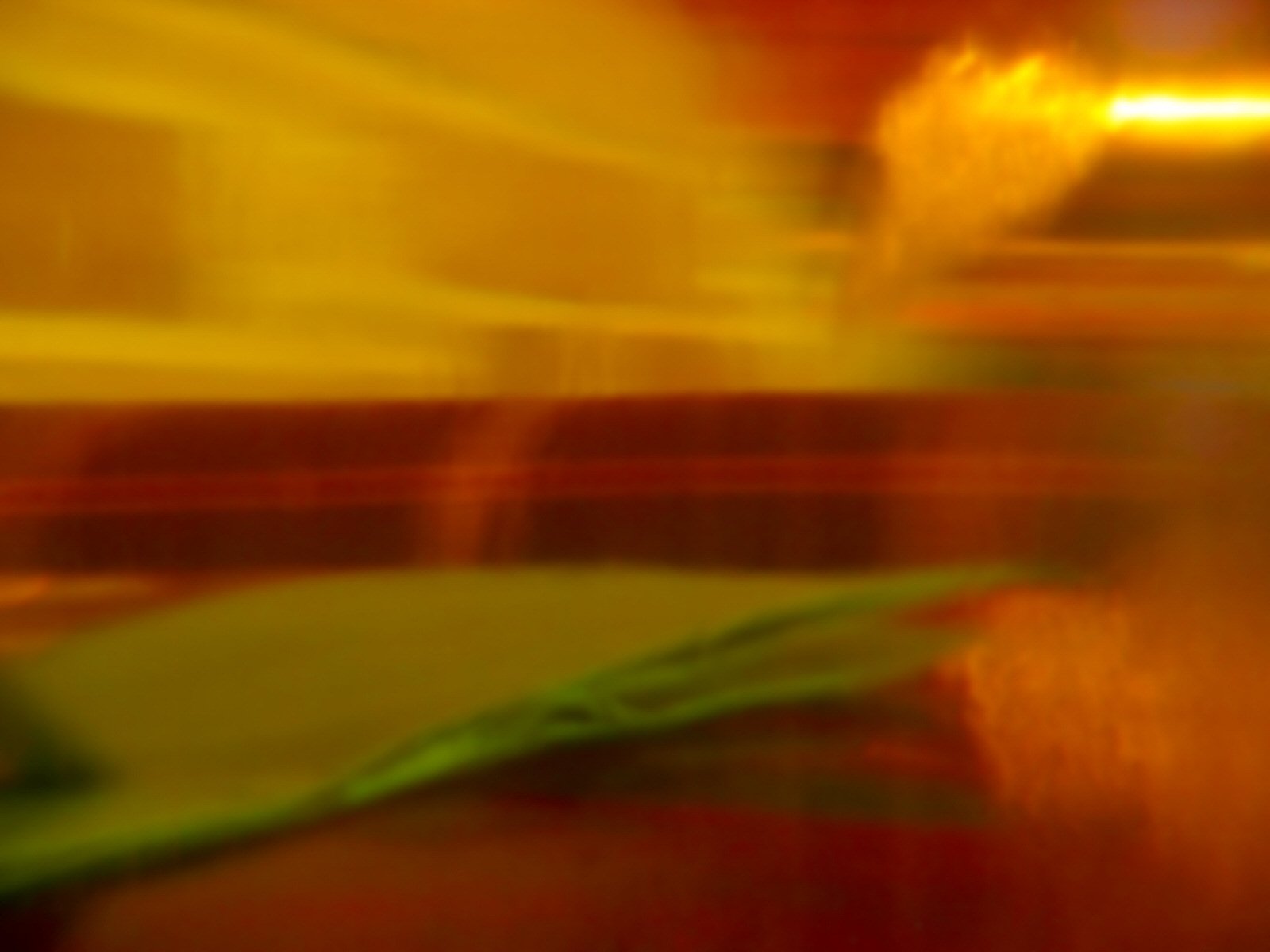 blurry po of a green leaf on a table