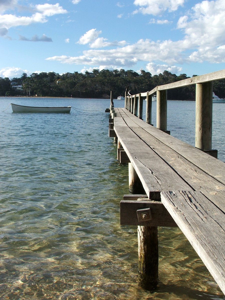 a dock extends into a body of water