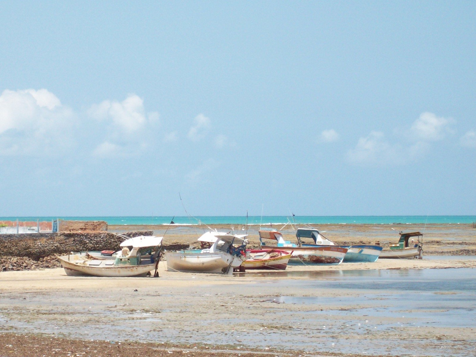 a group of boats are sitting in the sand