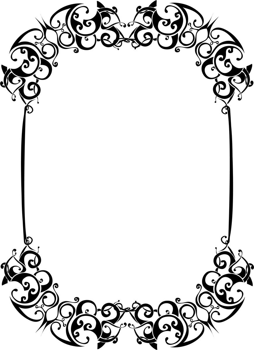 black and white floral frame clip art