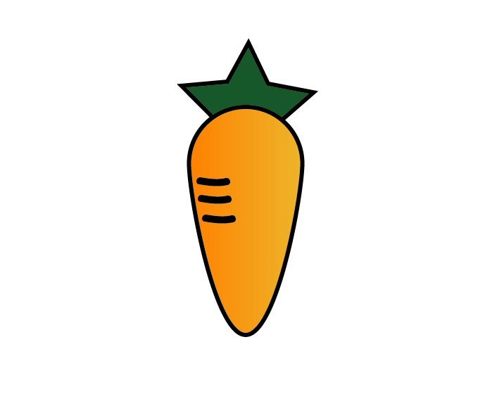 a single carrot with a star on top