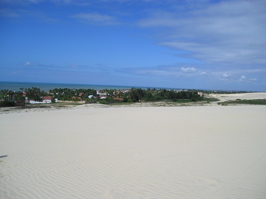 a person riding on a white sand field next to the ocean