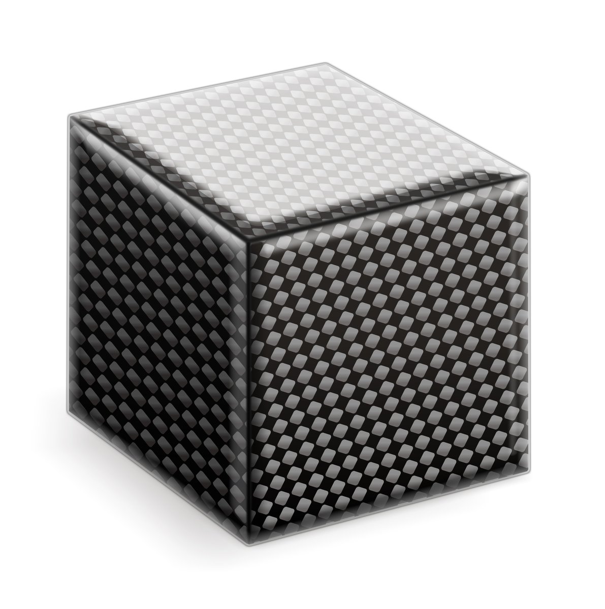 black and white cube with an open lid