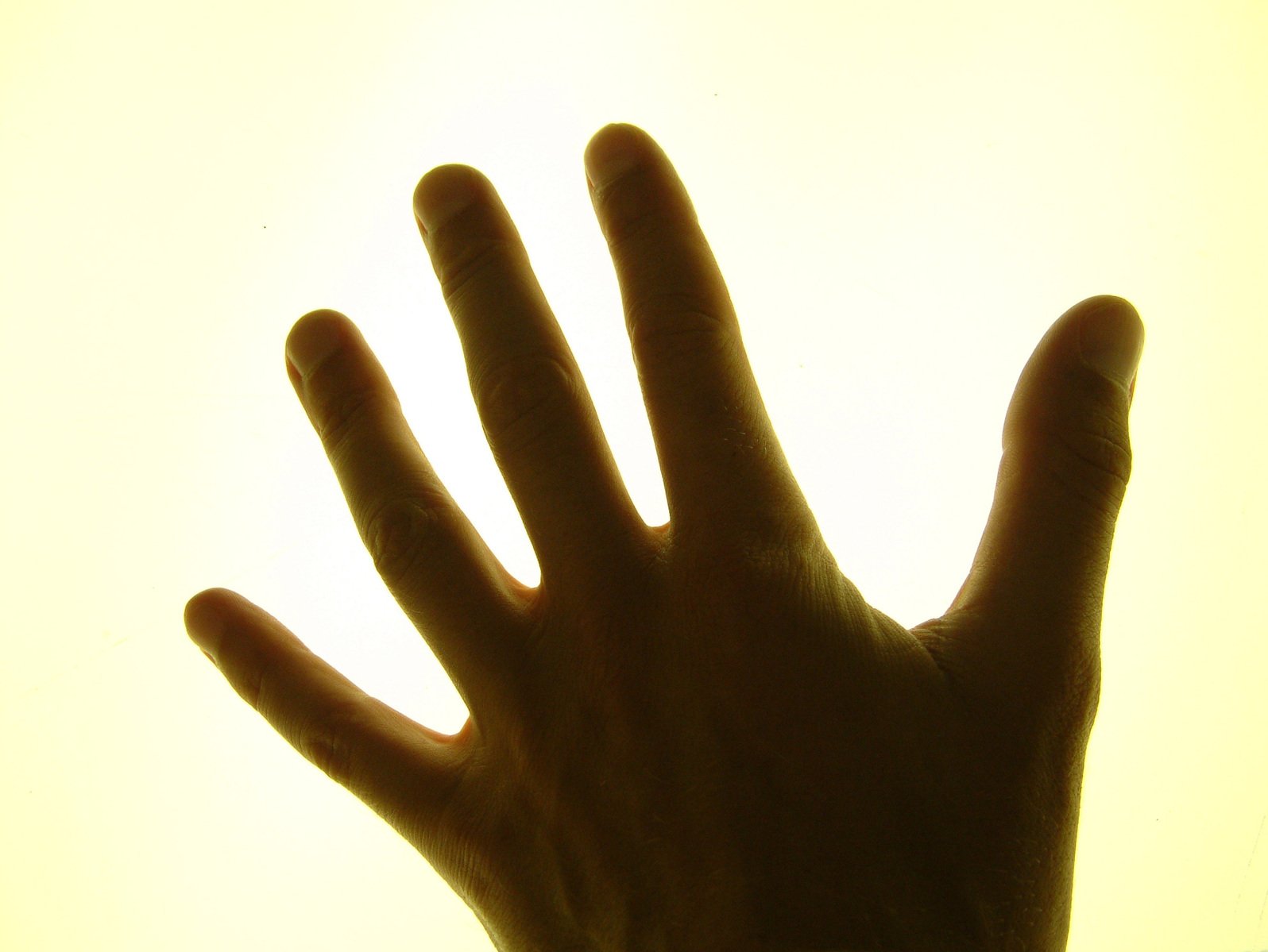 the right hand is outstretched towards the sun