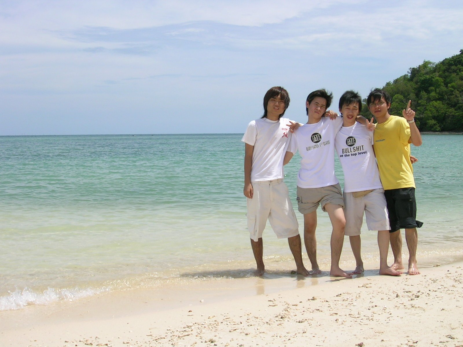 a group of people standing on top of a beach