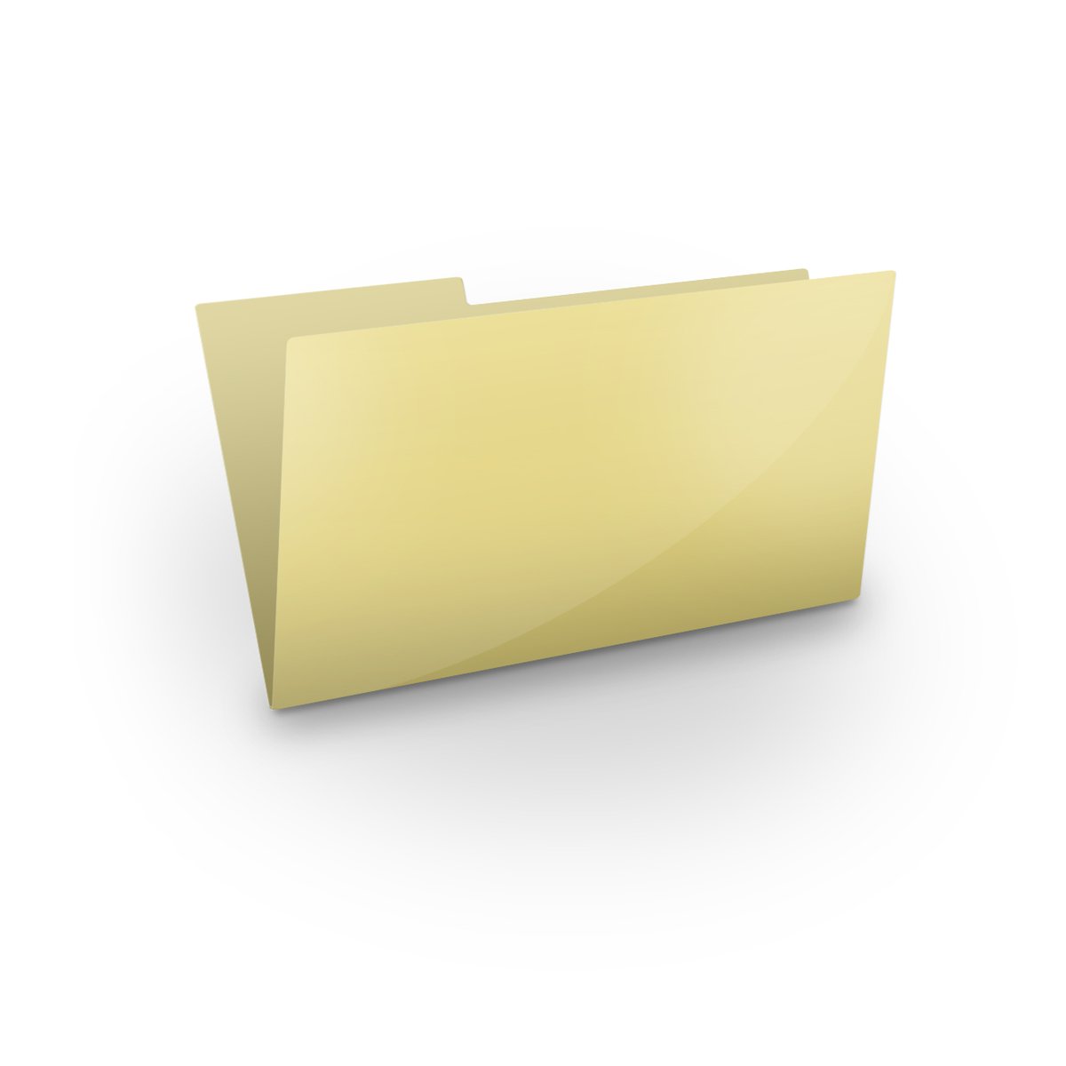 a blank yellow file folder sitting on a white background