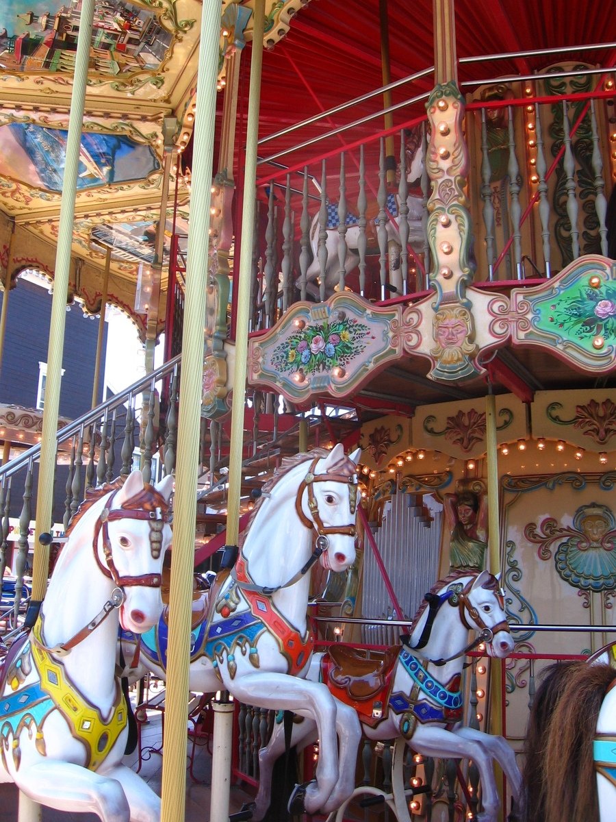 a merry go round horse ride has elaborate design