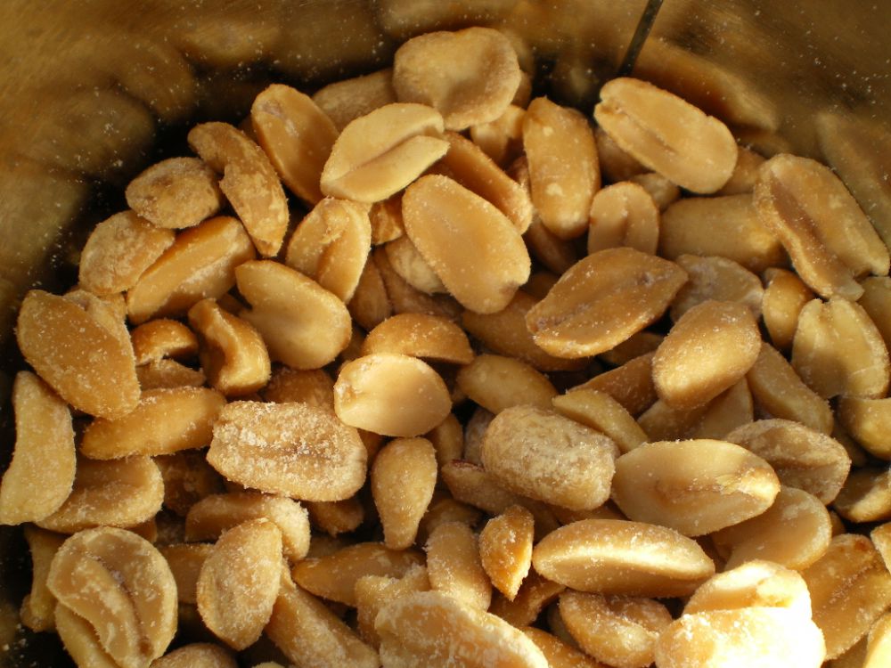 a close up view of some peanuts