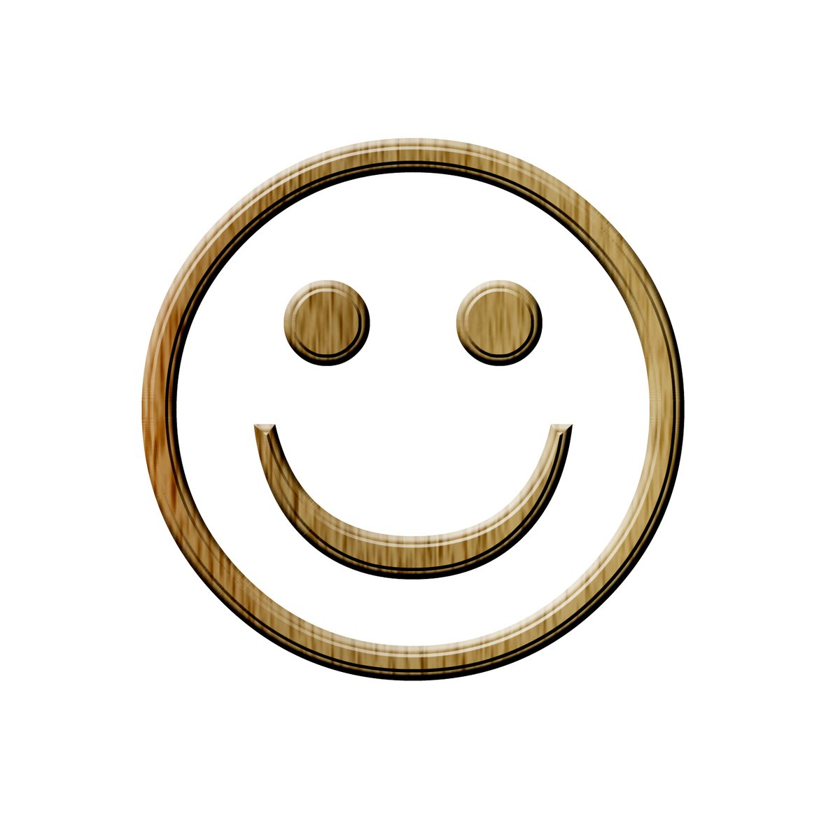 a wooden smiley face with two eyes