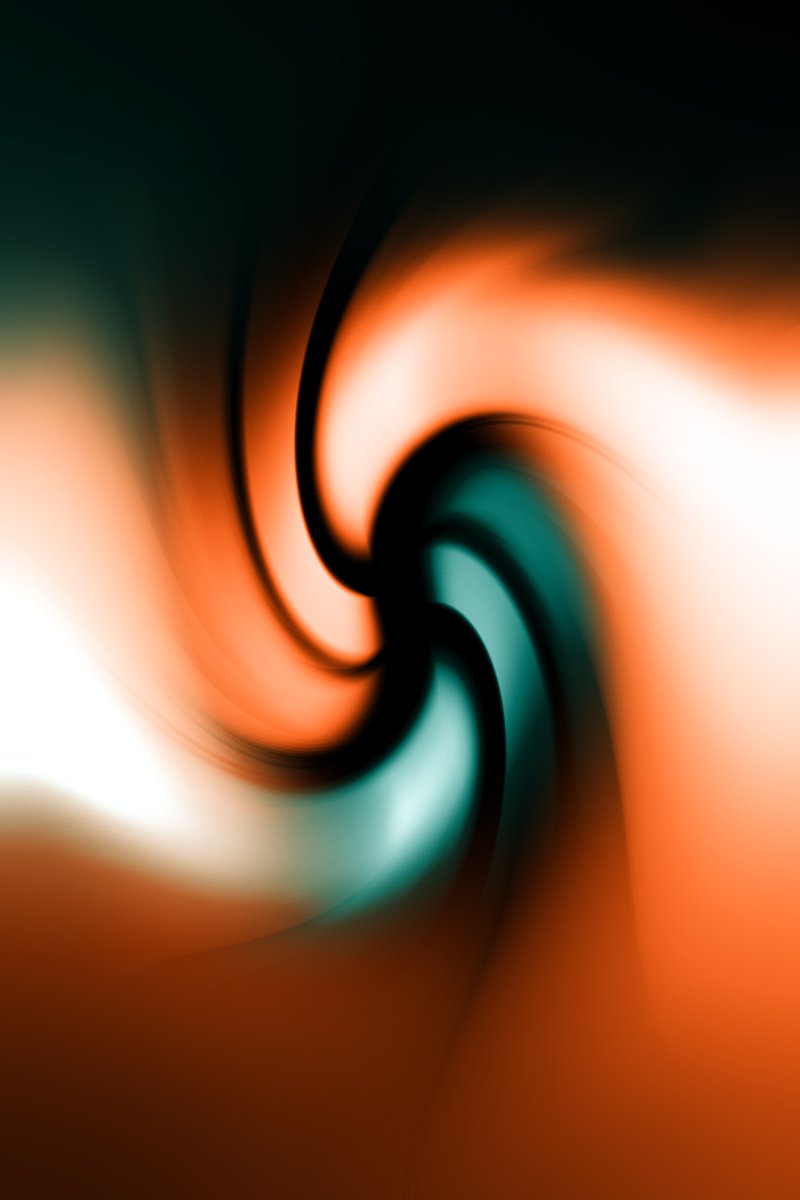 an abstract, swirling background of orange and blue
