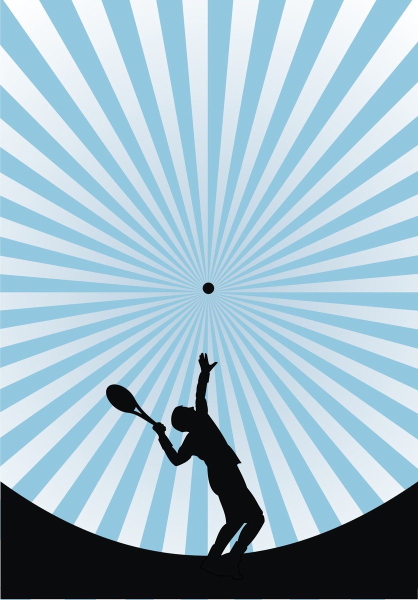 the silhouette of a man with a tennis racquet is holding a ball in his hand