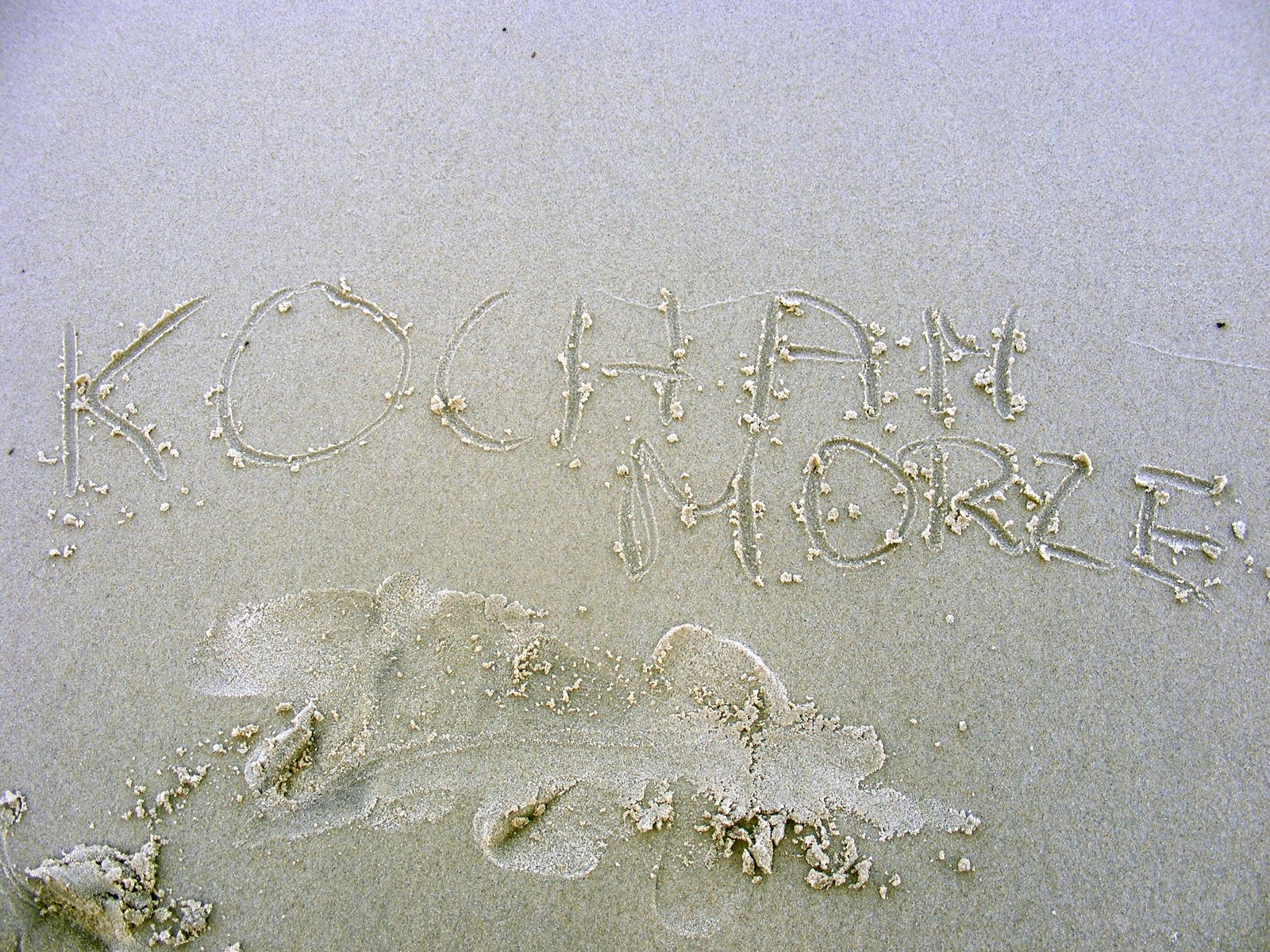 the word march written in wet sand with sea shells