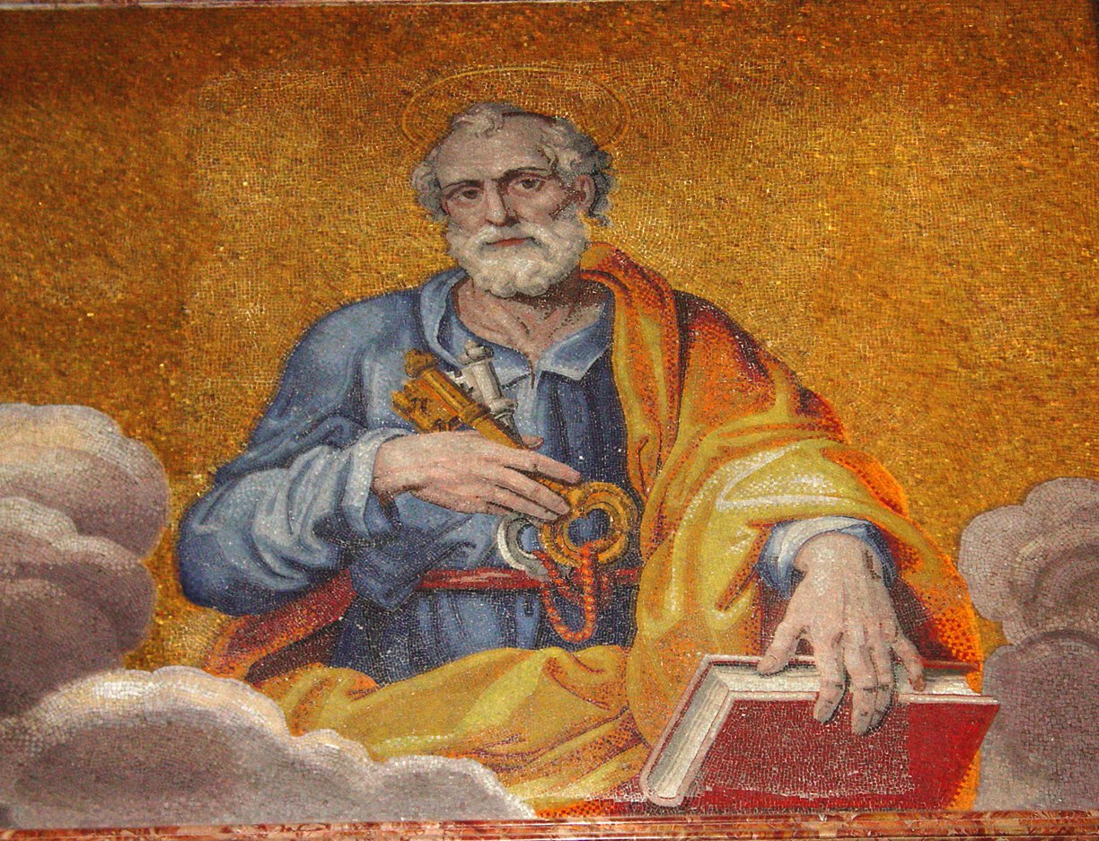 a painting of a man holding an object