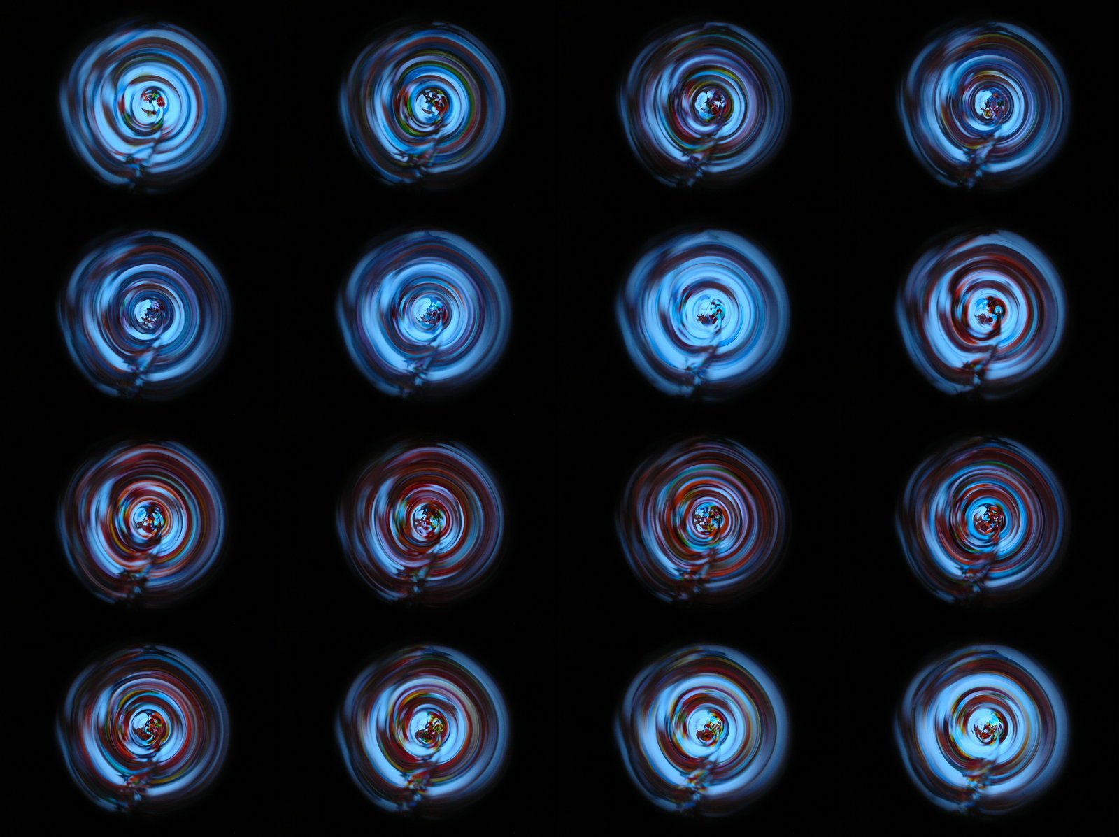 a collection of blue and red circles