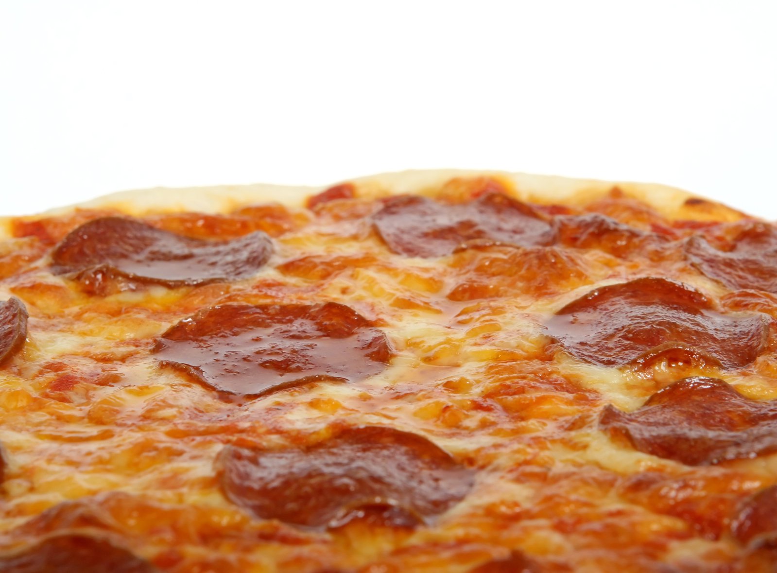 a close up view of a pepperoni pizza