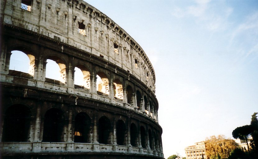 the roman structure is close up with several windows