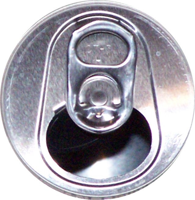 a silver soda can with the lid opened