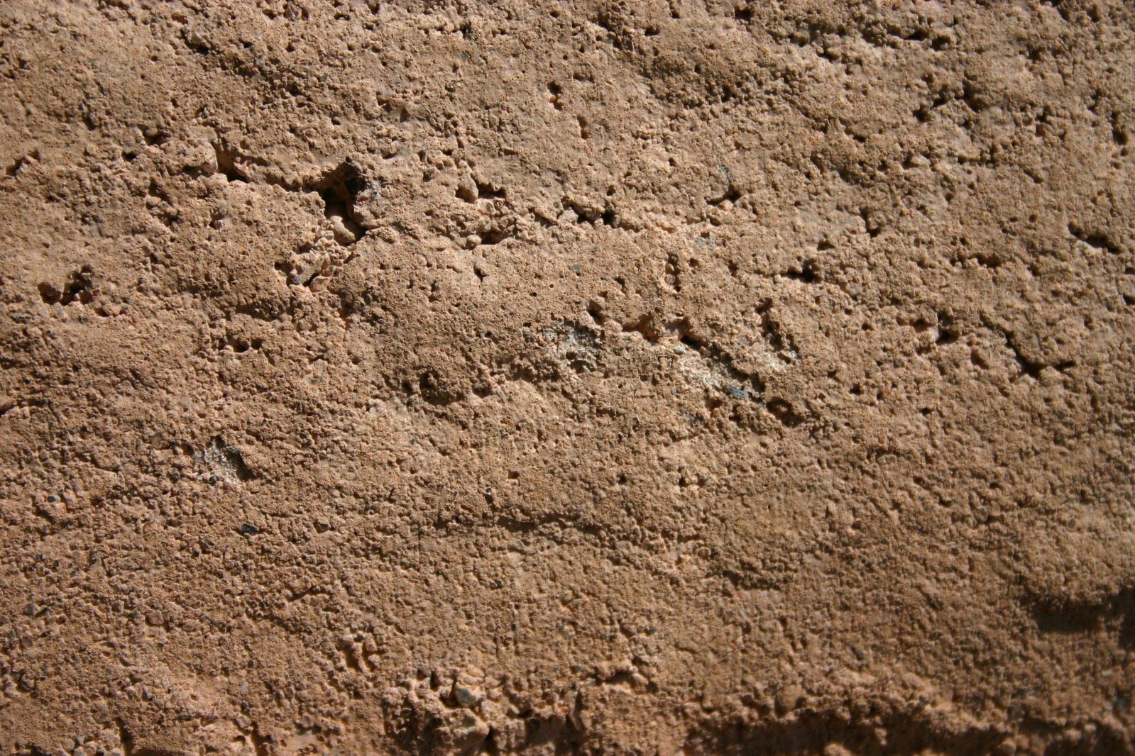 a dirt wall with some small holes in the ground