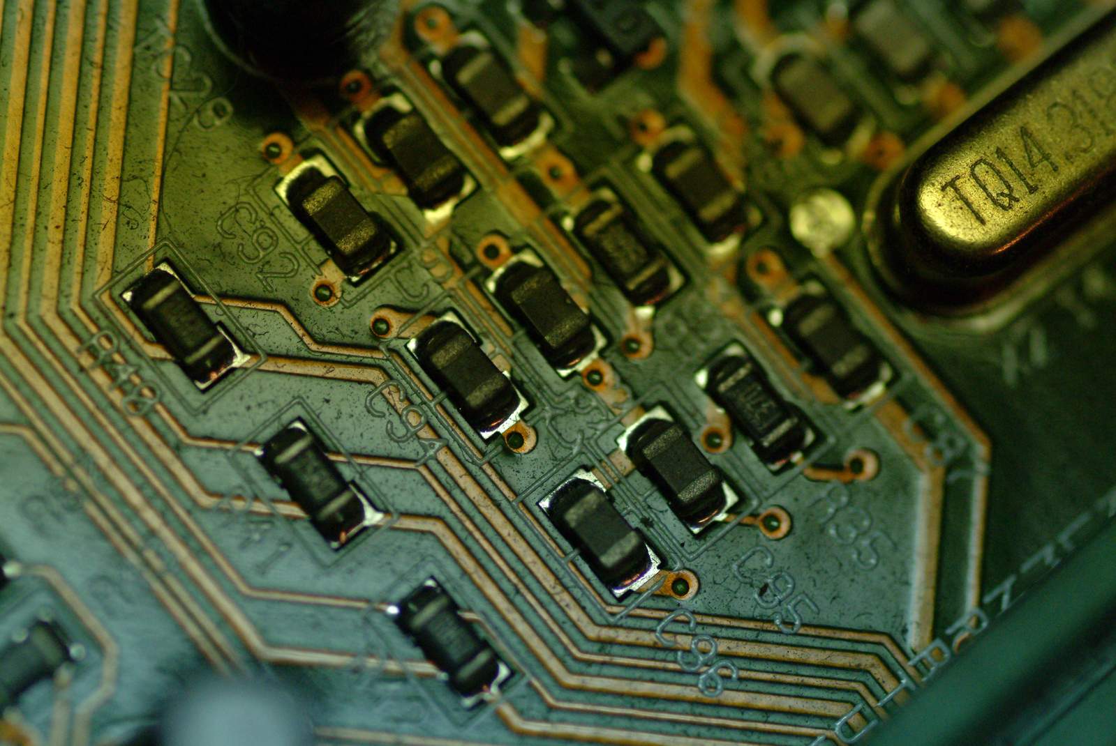 a micro processor board is shown close up