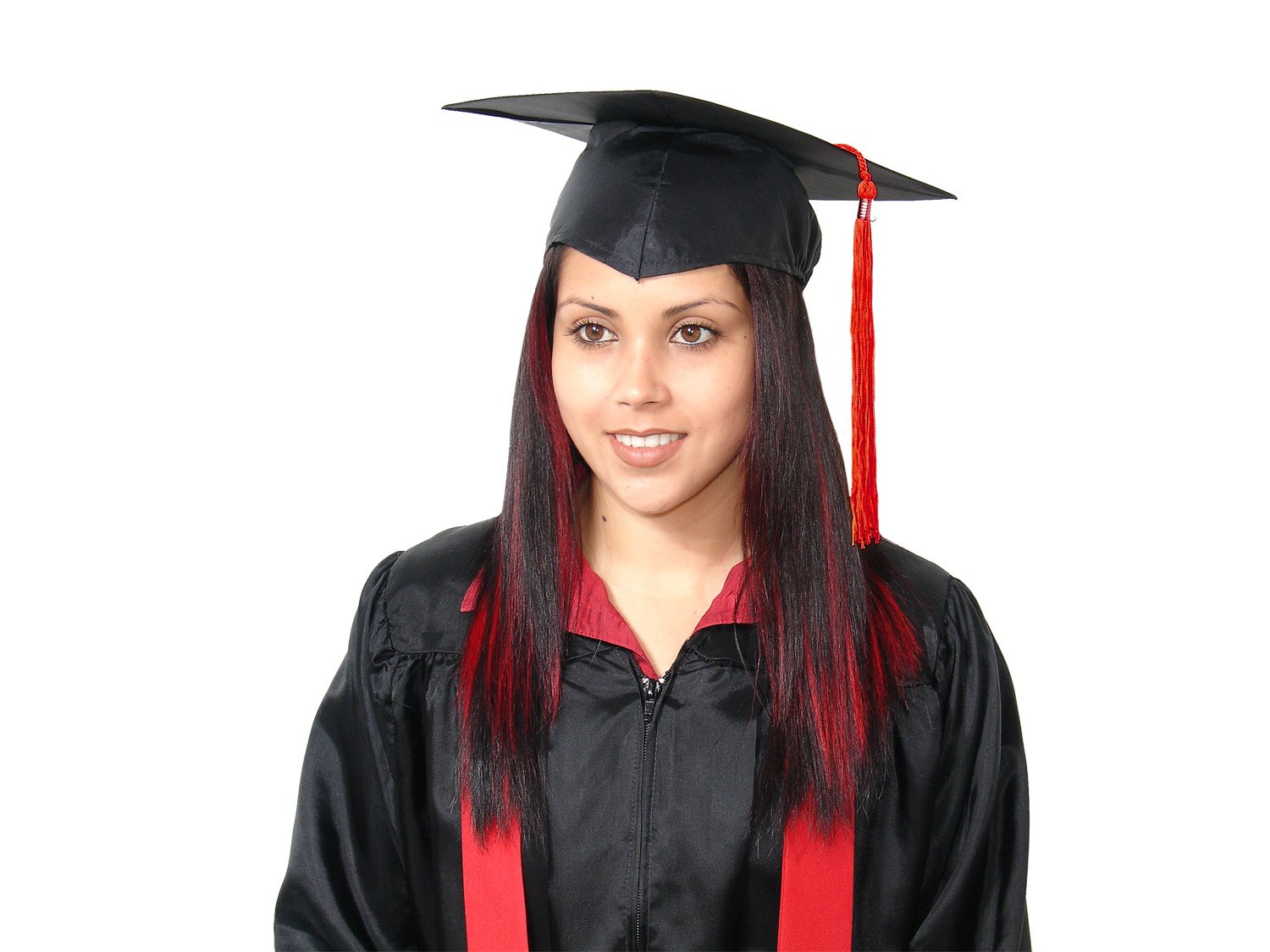 a young lady wearing a graduation gown and a tassel