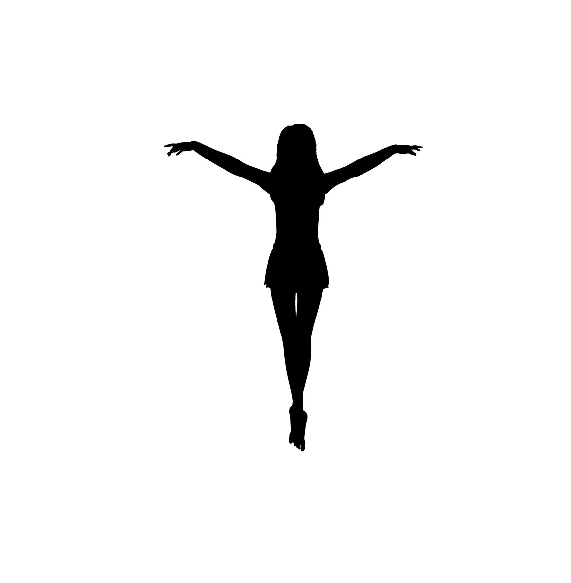 a silhouette po of a woman standing with arms outstretched