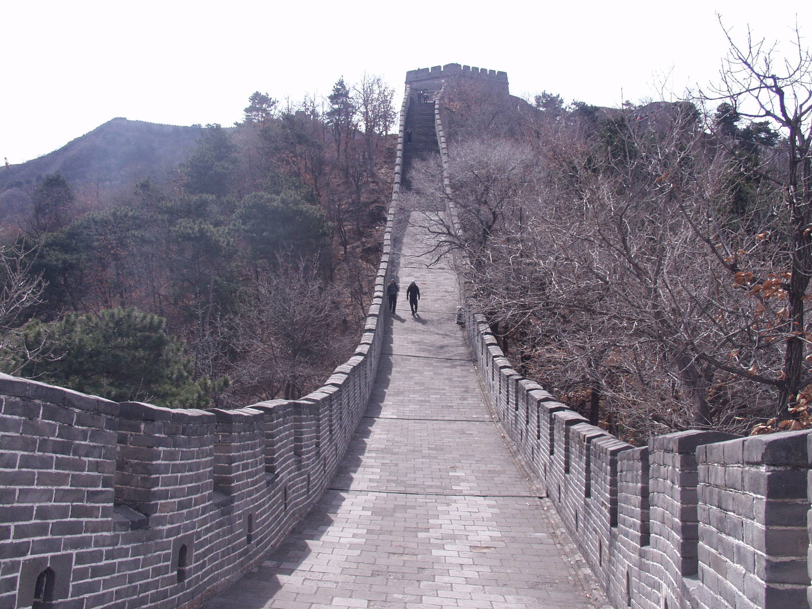 a man and a woman standing on a stone walkway