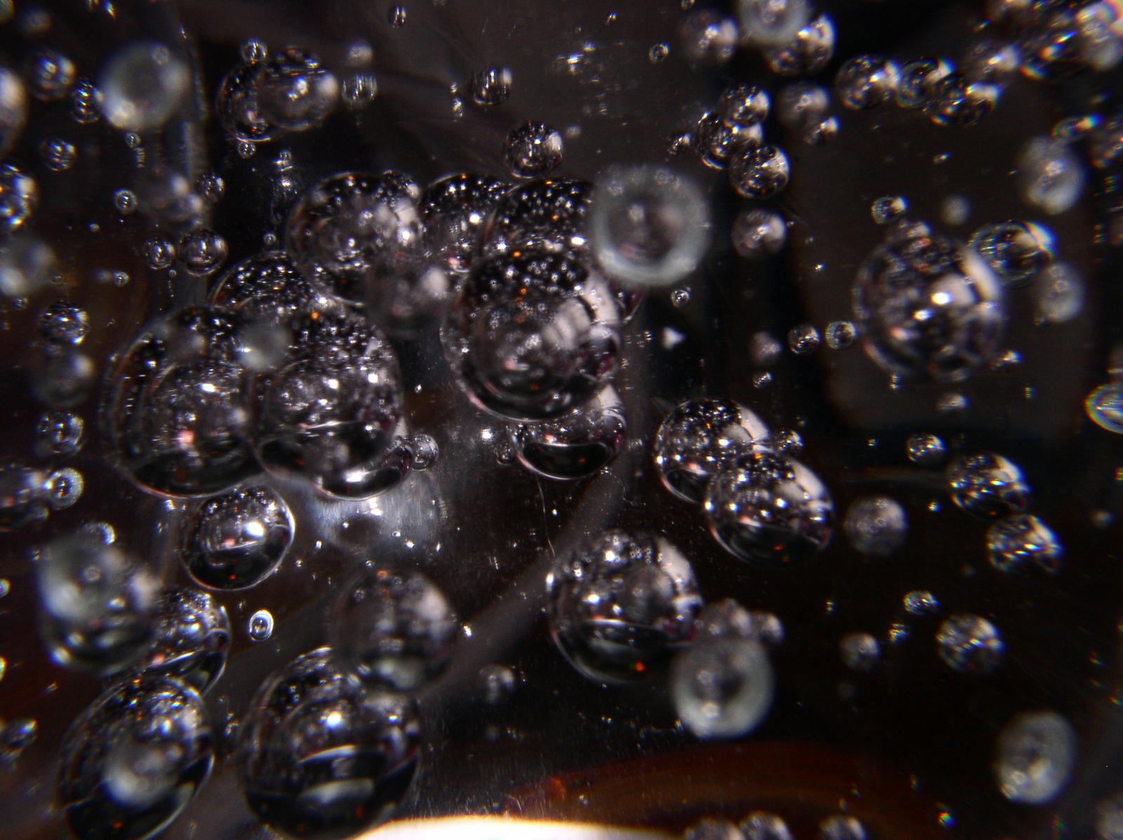 droplets of water are placed around the bubbles