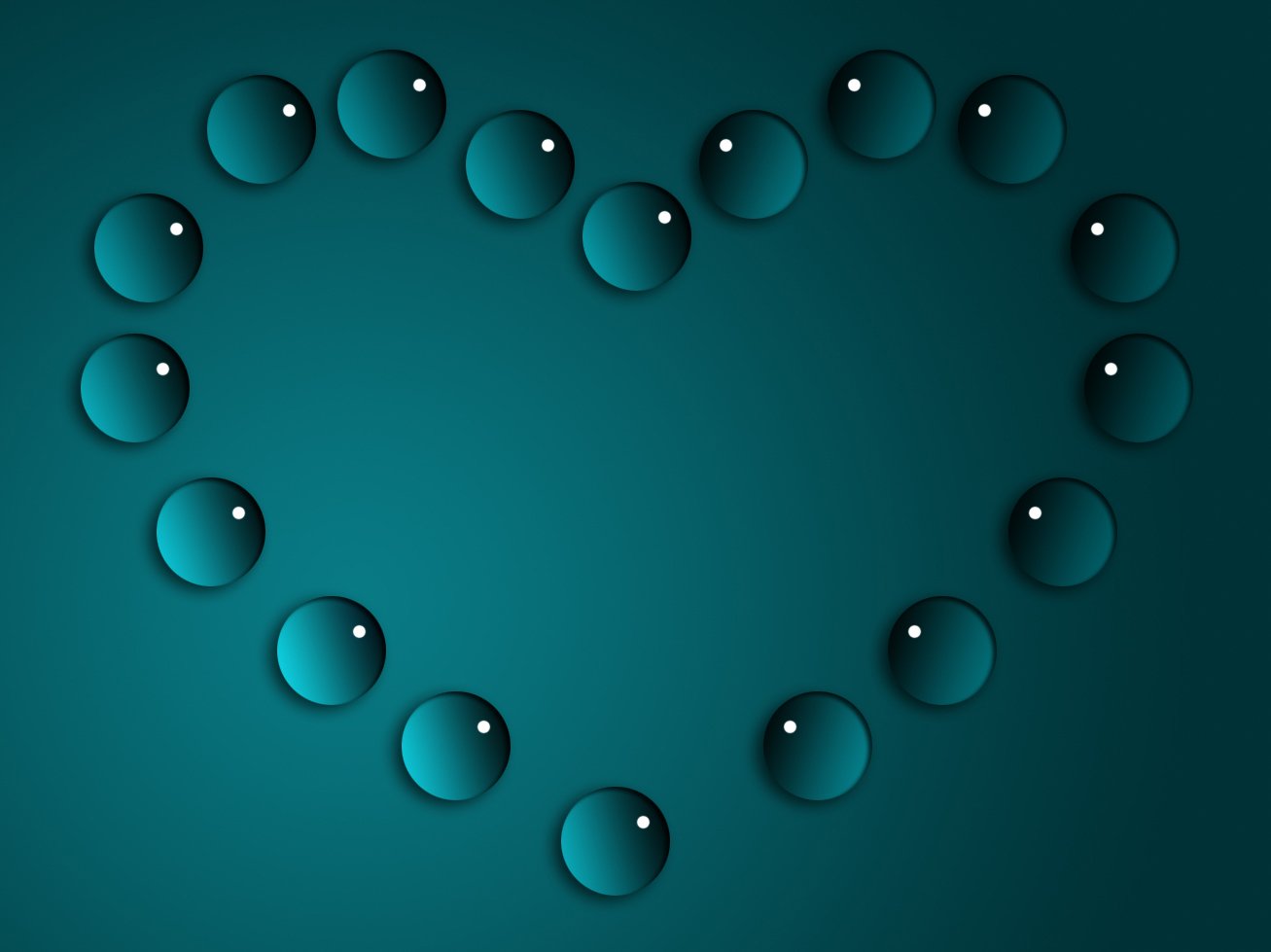 soap bubbles arranged in the shape of a heart on a green background