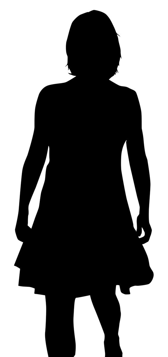 the silhouette of a person wearing dress and shoes
