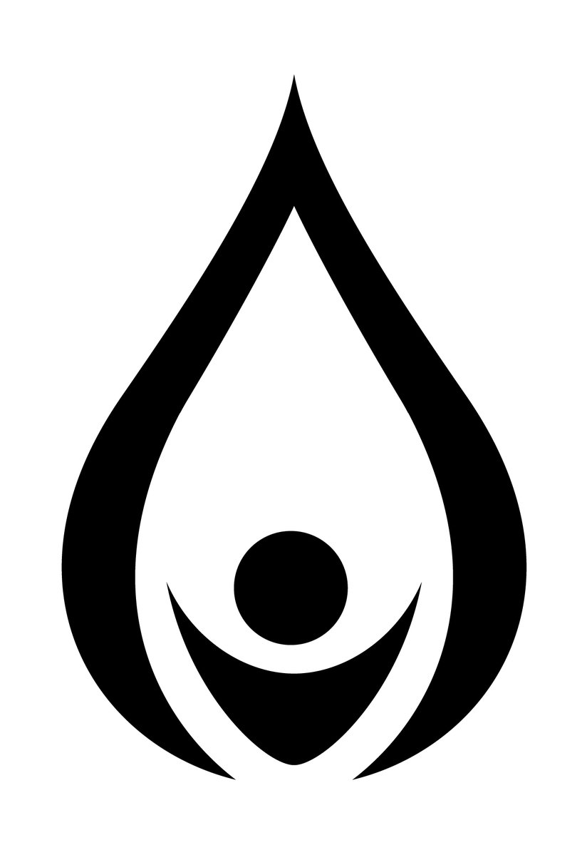an abstract logo that looks like a water drop