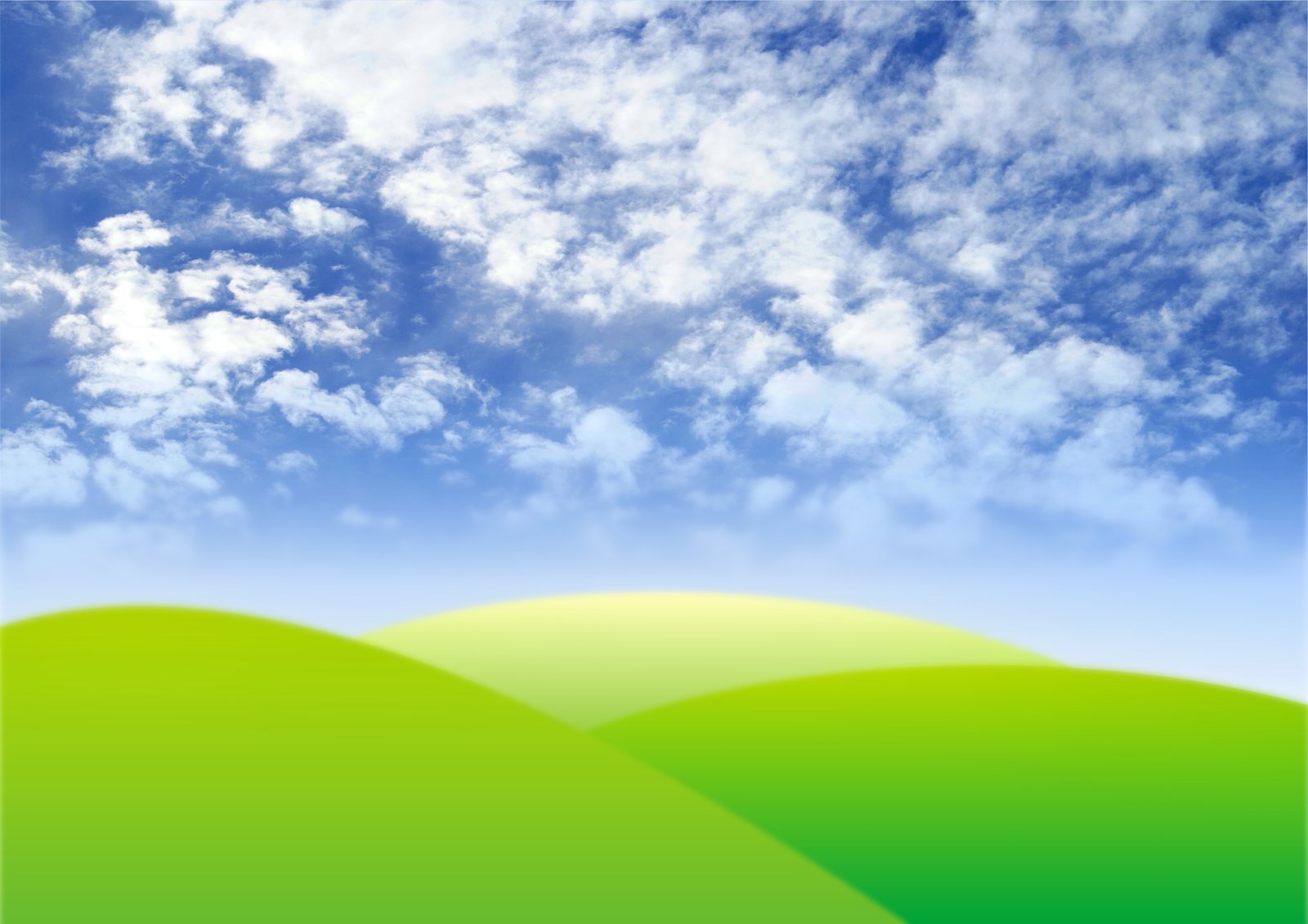 an abstract scene with white clouds and green grass