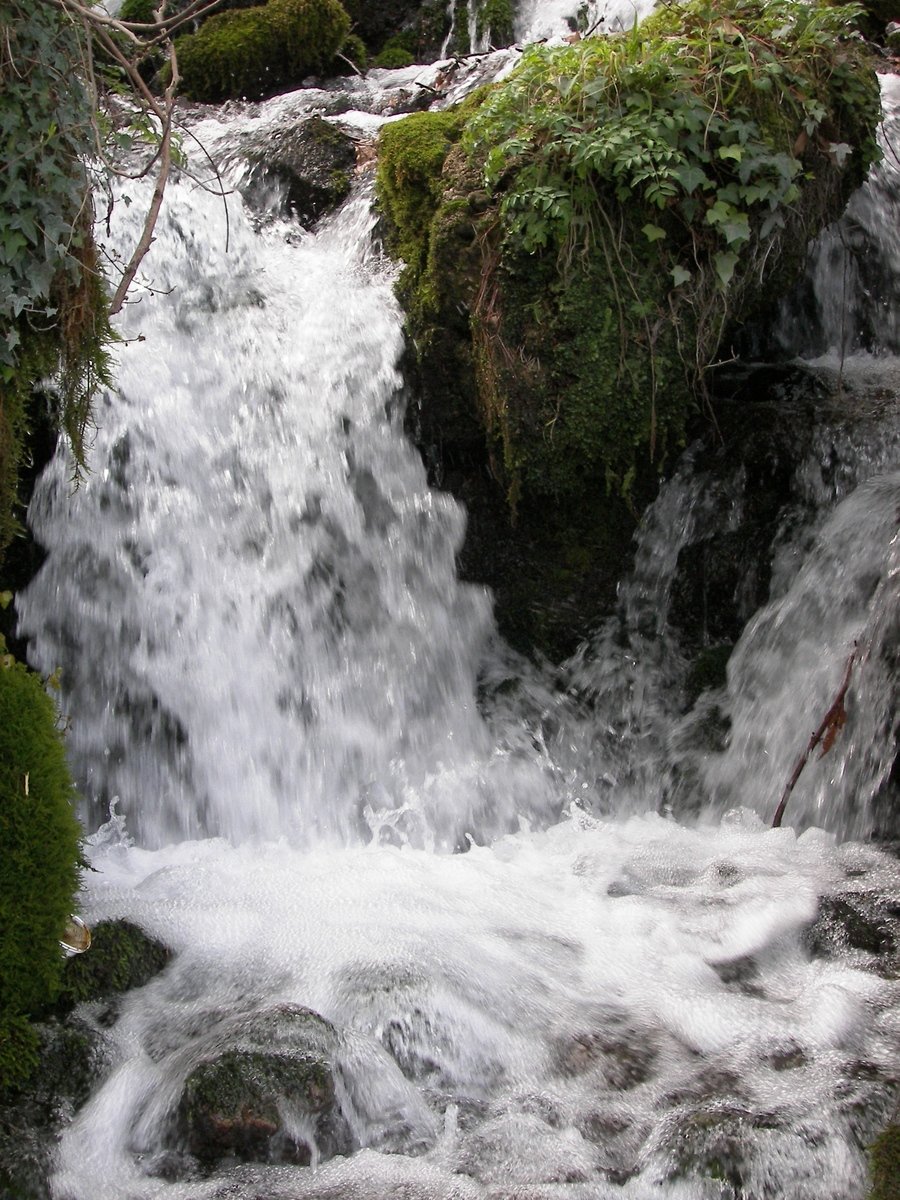 a very pretty waterfall in a forested area