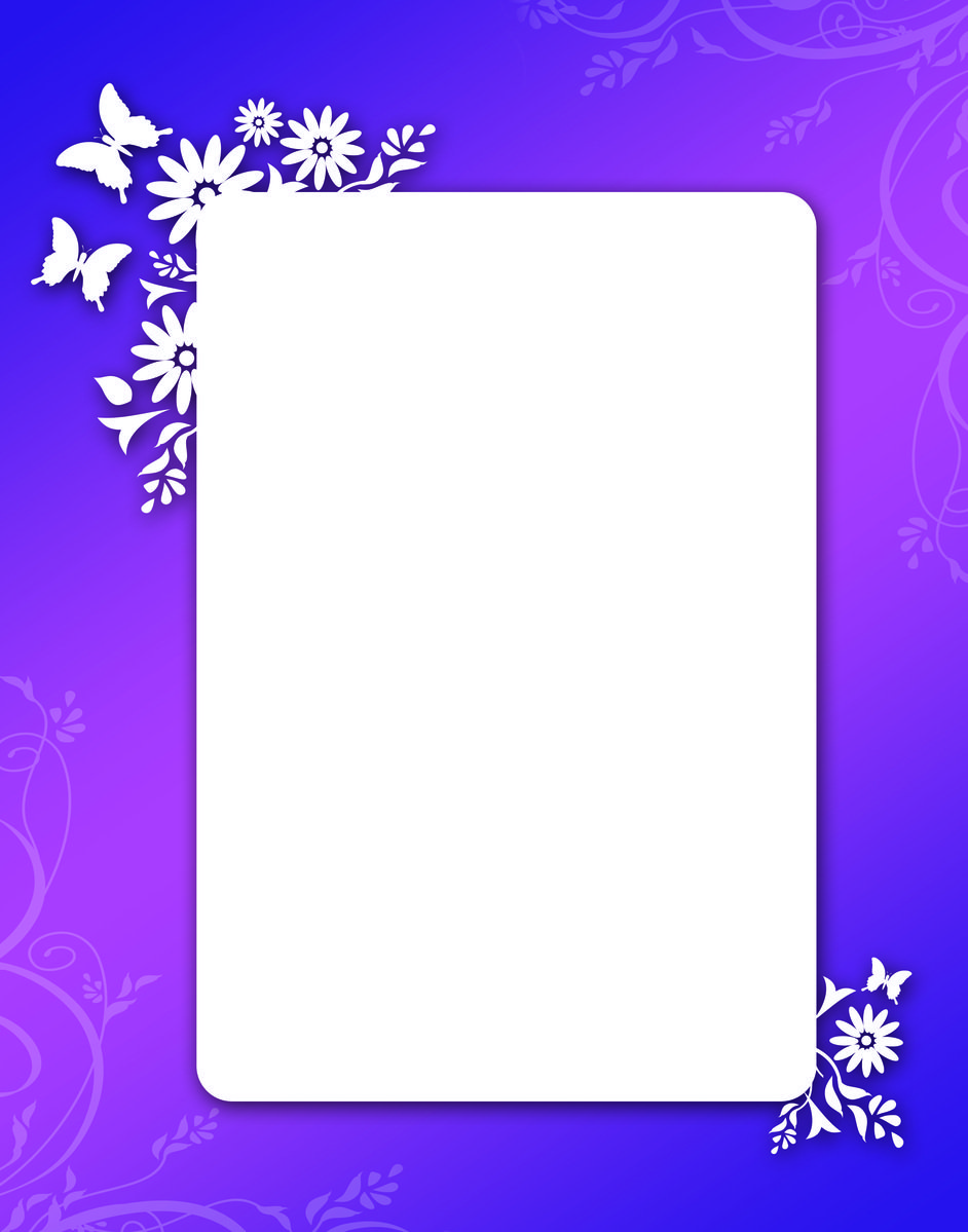 purple background with white flowers and an ornate design