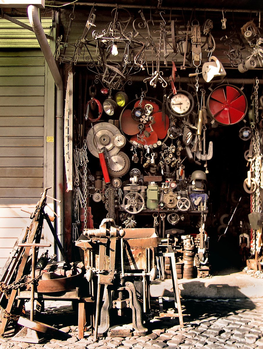 an antique store displays antique clocks and other antiques