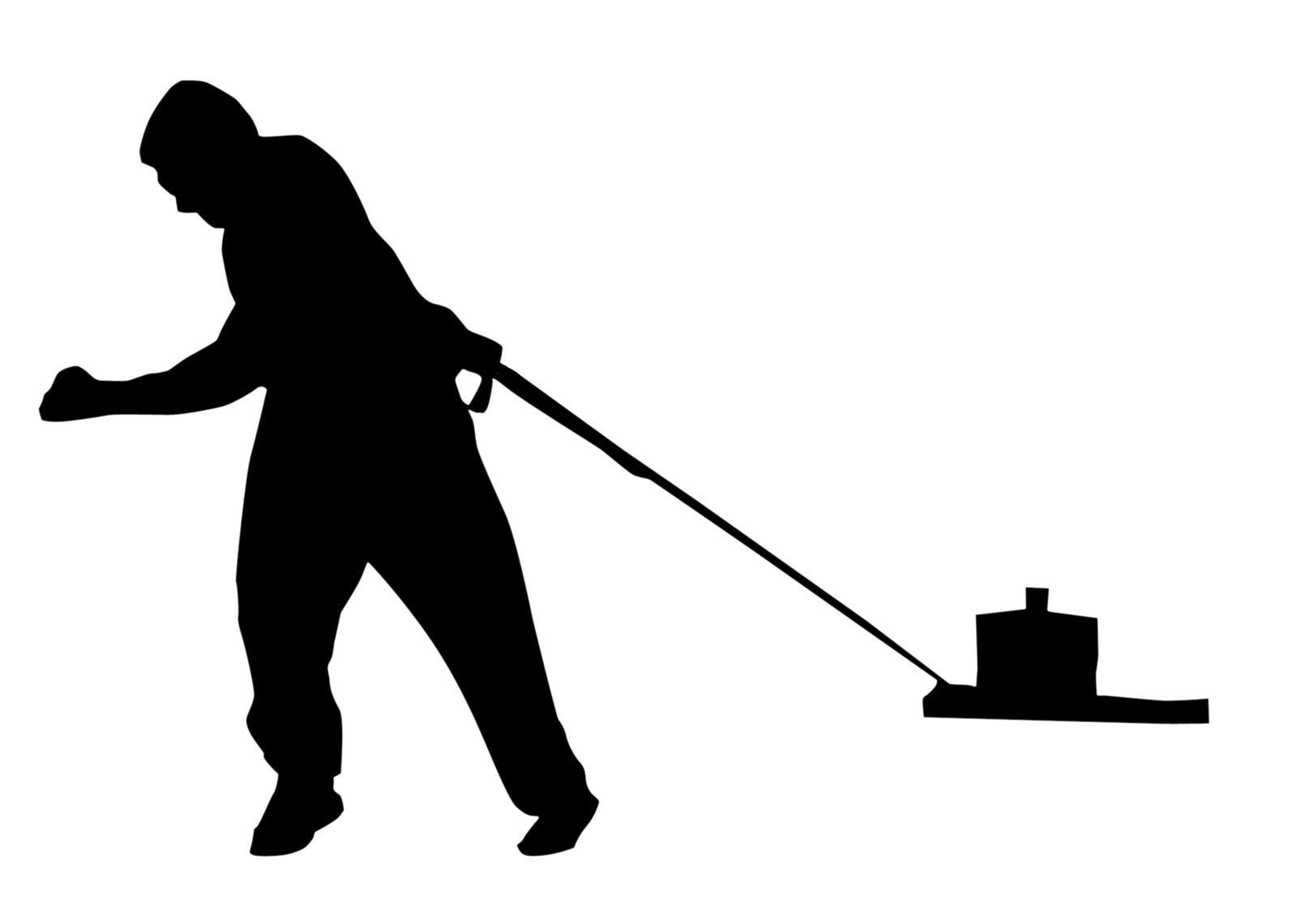 a silhouette of a man with a dog on a leash