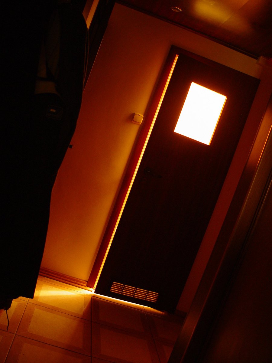 this is an image of someones bedroom door with their headlamps on