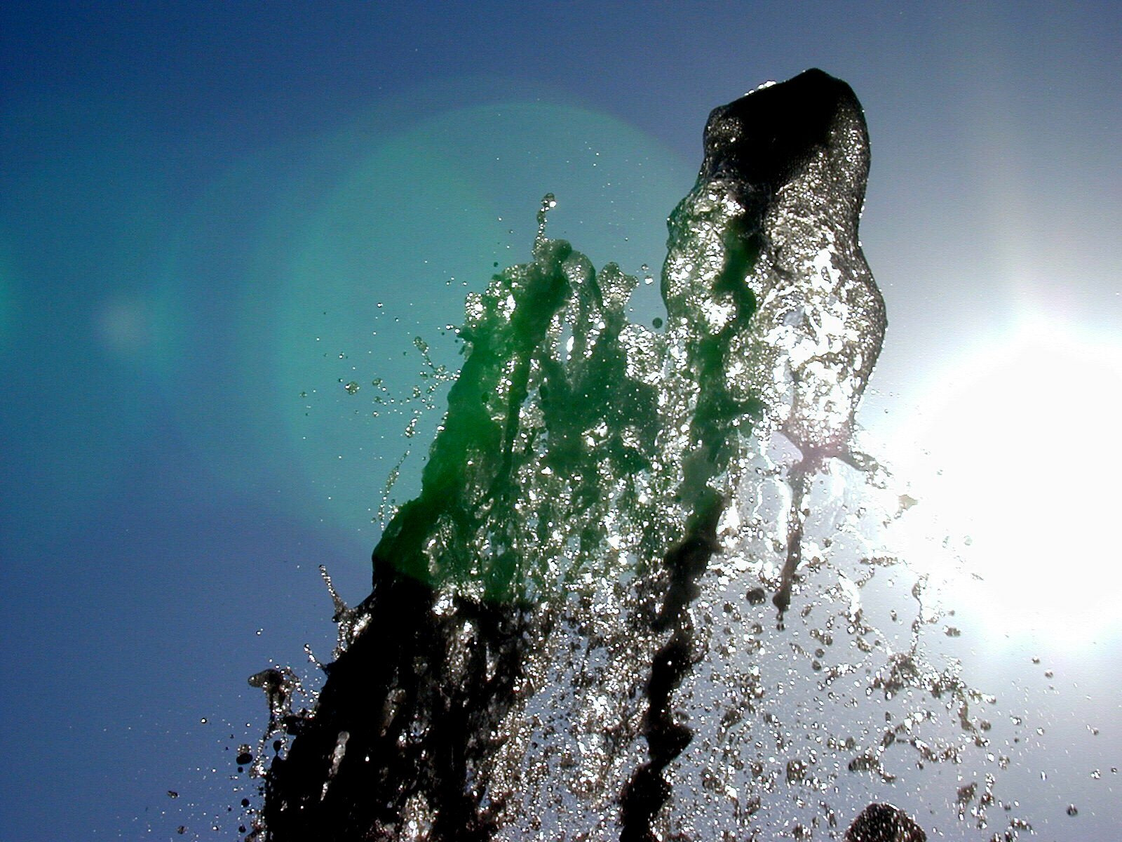 an upside down po shows a stream of water