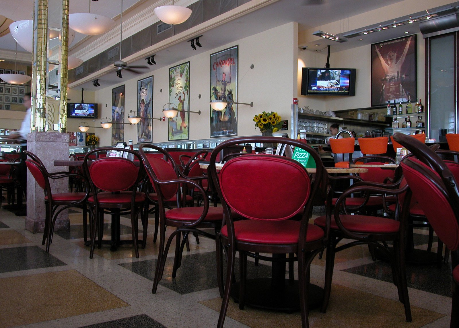 many chairs that are up and down in the restaurant