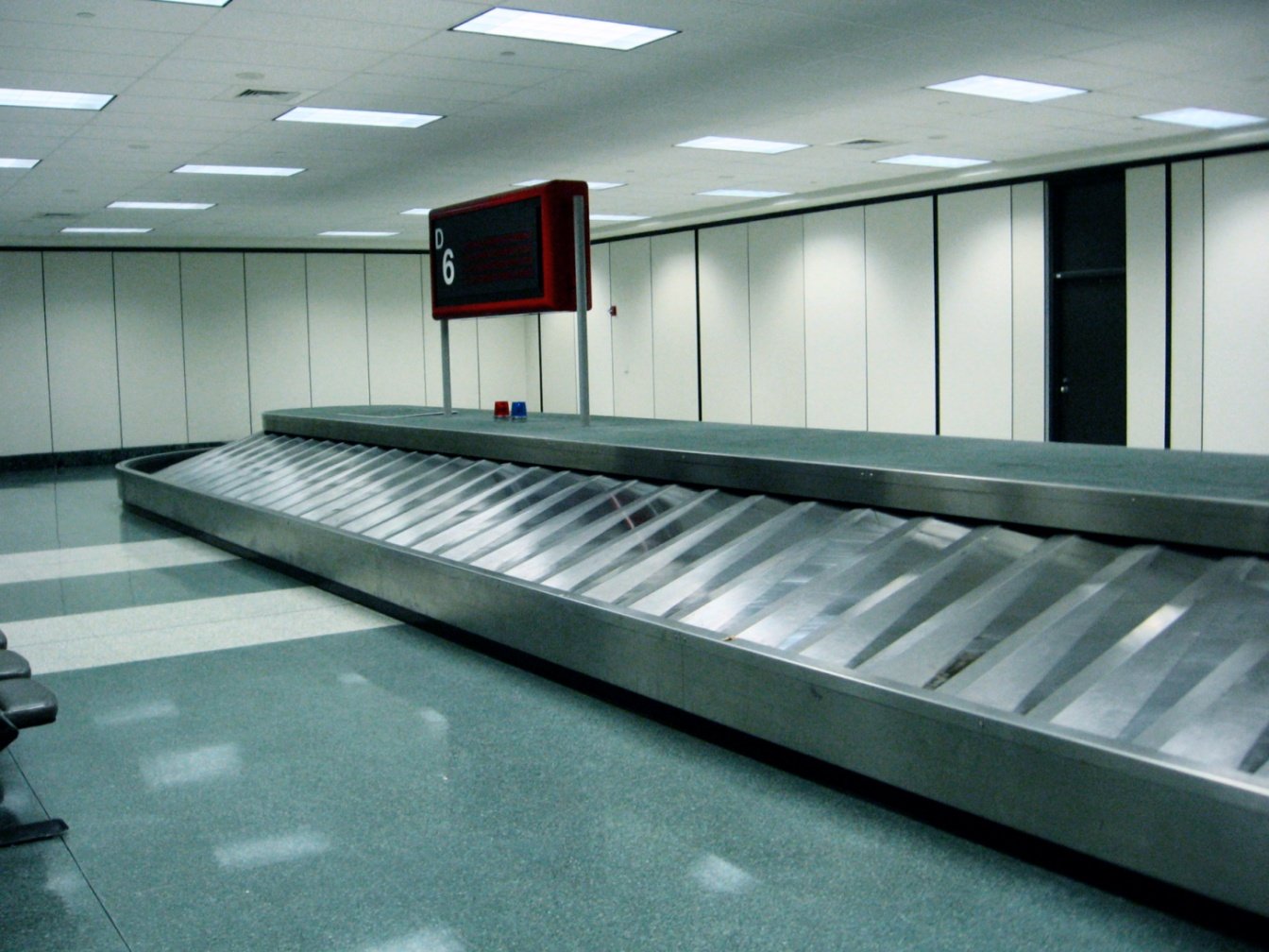 the empty baggage belt is ready to be loaded