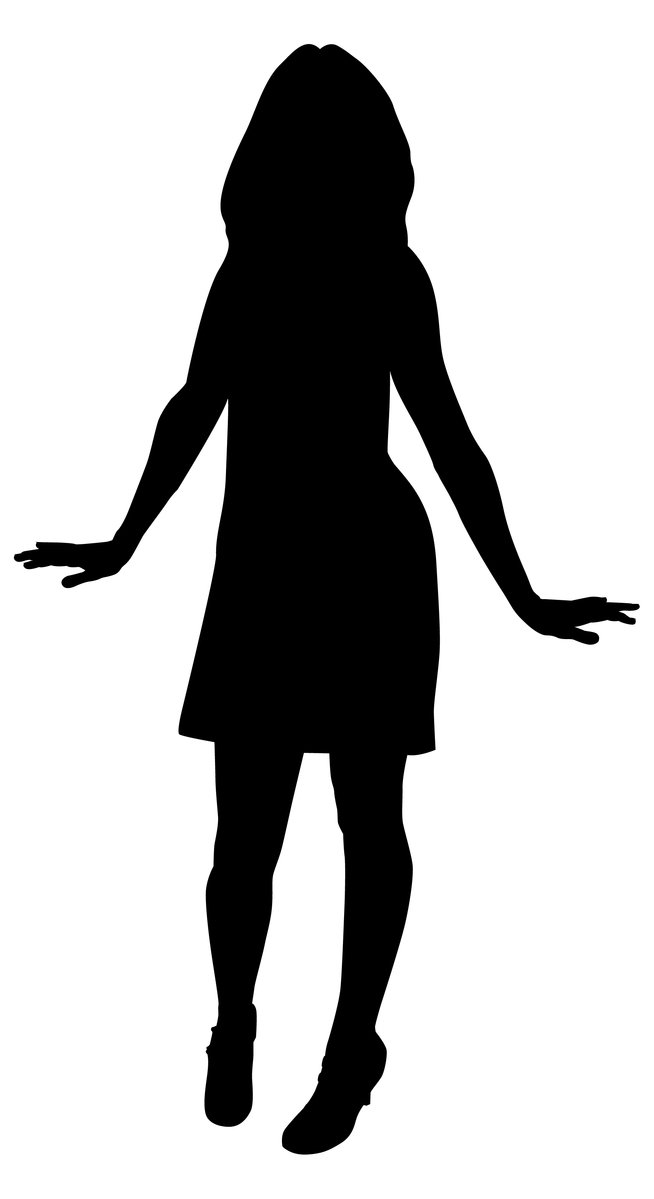 silhouette female figure standing sideways looking