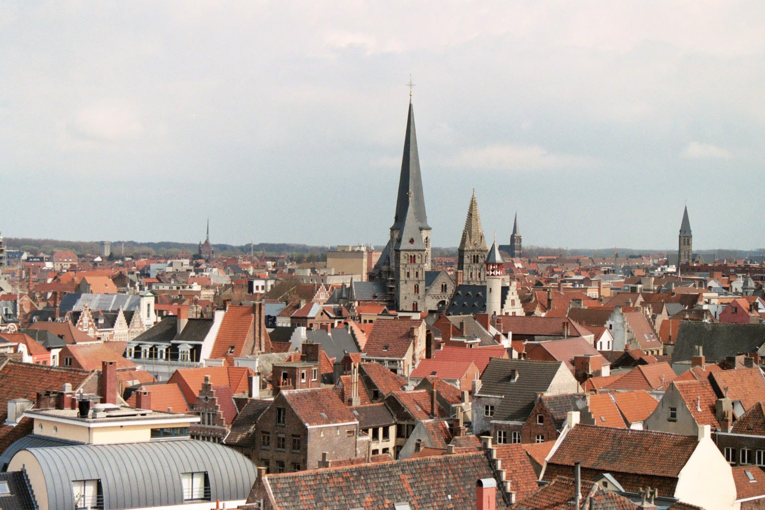 a town filled with brown roof tops covered in tiled roofs