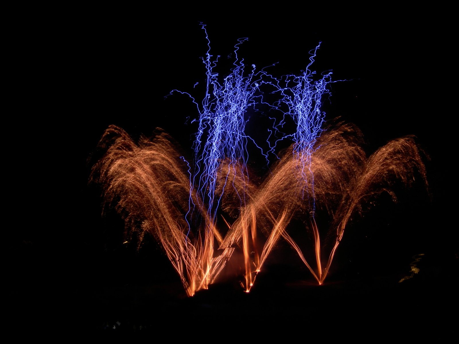 fireworks lit up in the night sky and light up the night sky