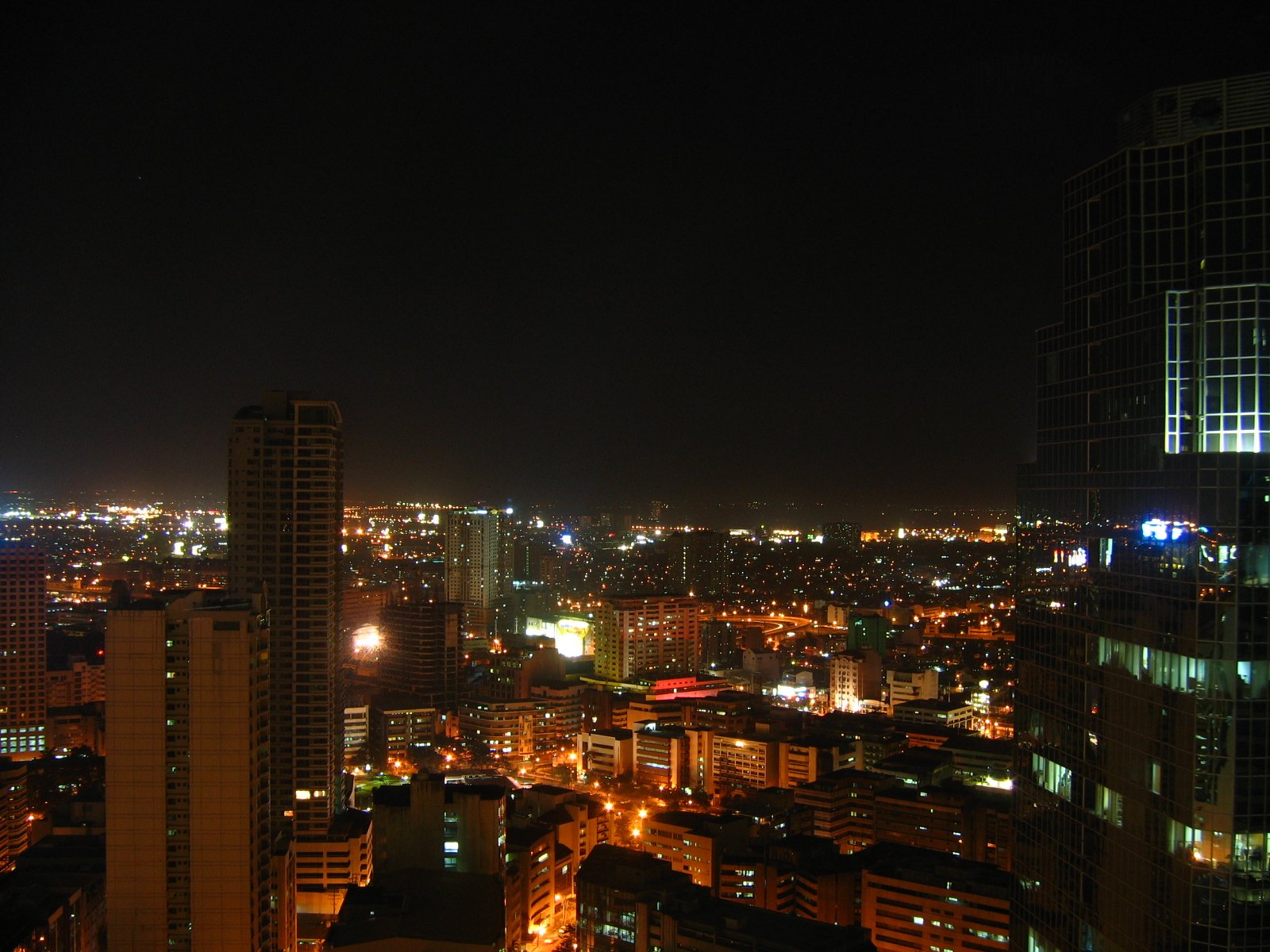 the view from the roof of the building at night
