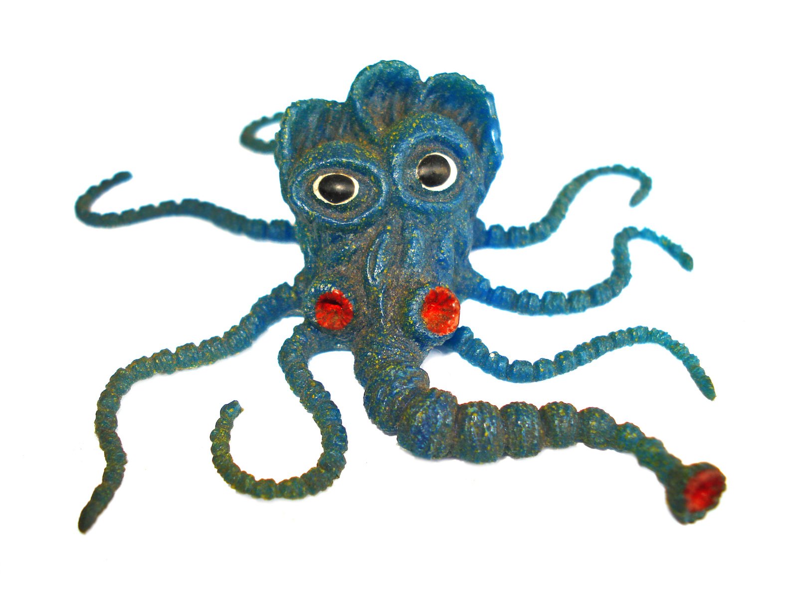 a craft octo on white background with eyes wide open